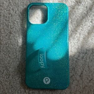 Teal Glitter Phone Case with Loop